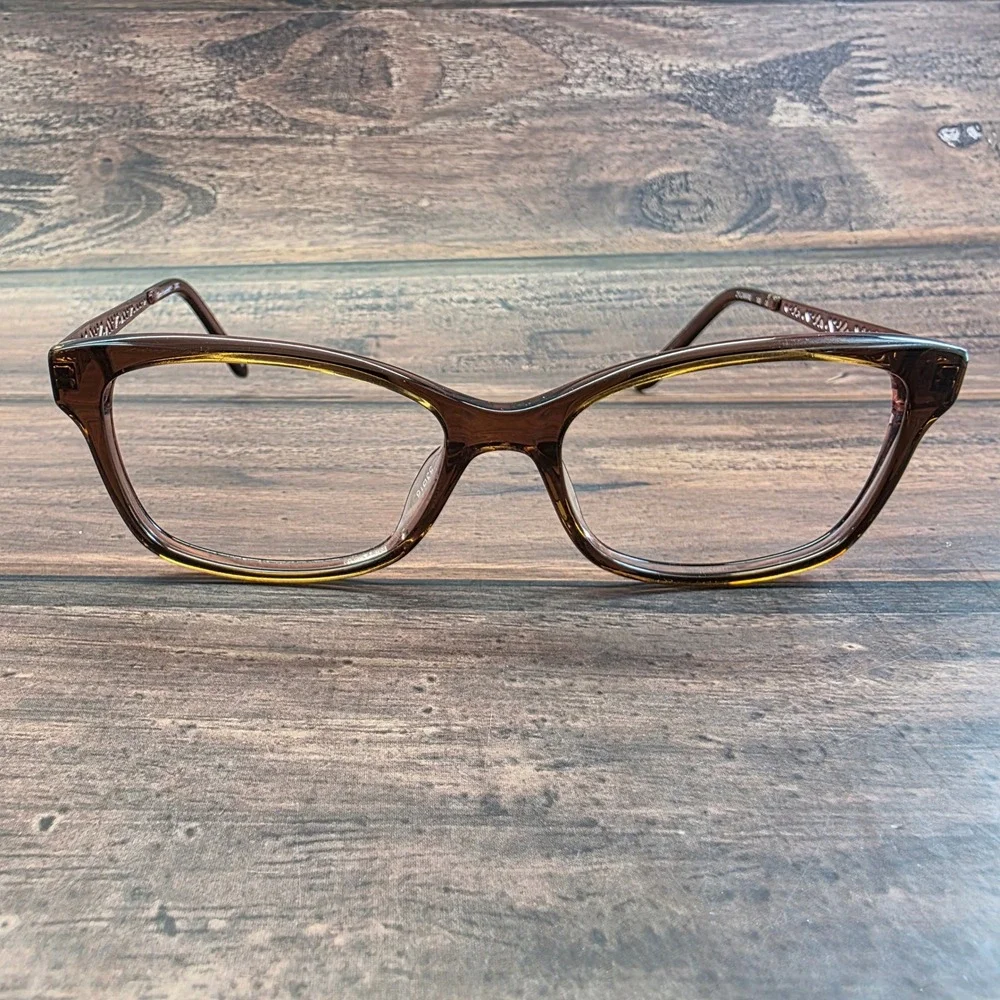 Gloria Vanderbilt 2002 Brown Cat Eye Eyeglasses Zyloware 183 Rose Gold Temples